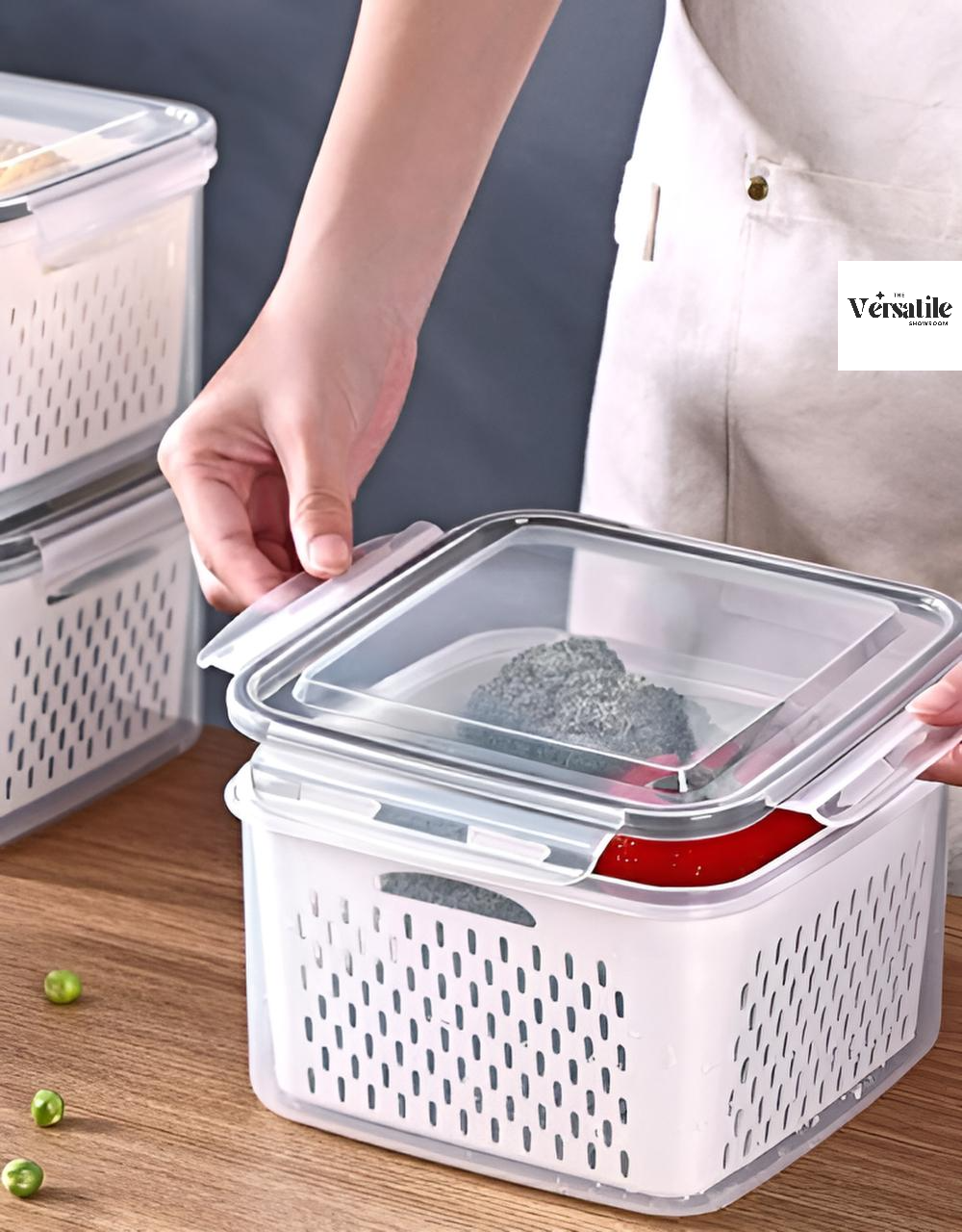 Storage Box Refrigerator Storage Box Vegetable And Fruit Box Drain Basket ( Pack Of 3 )