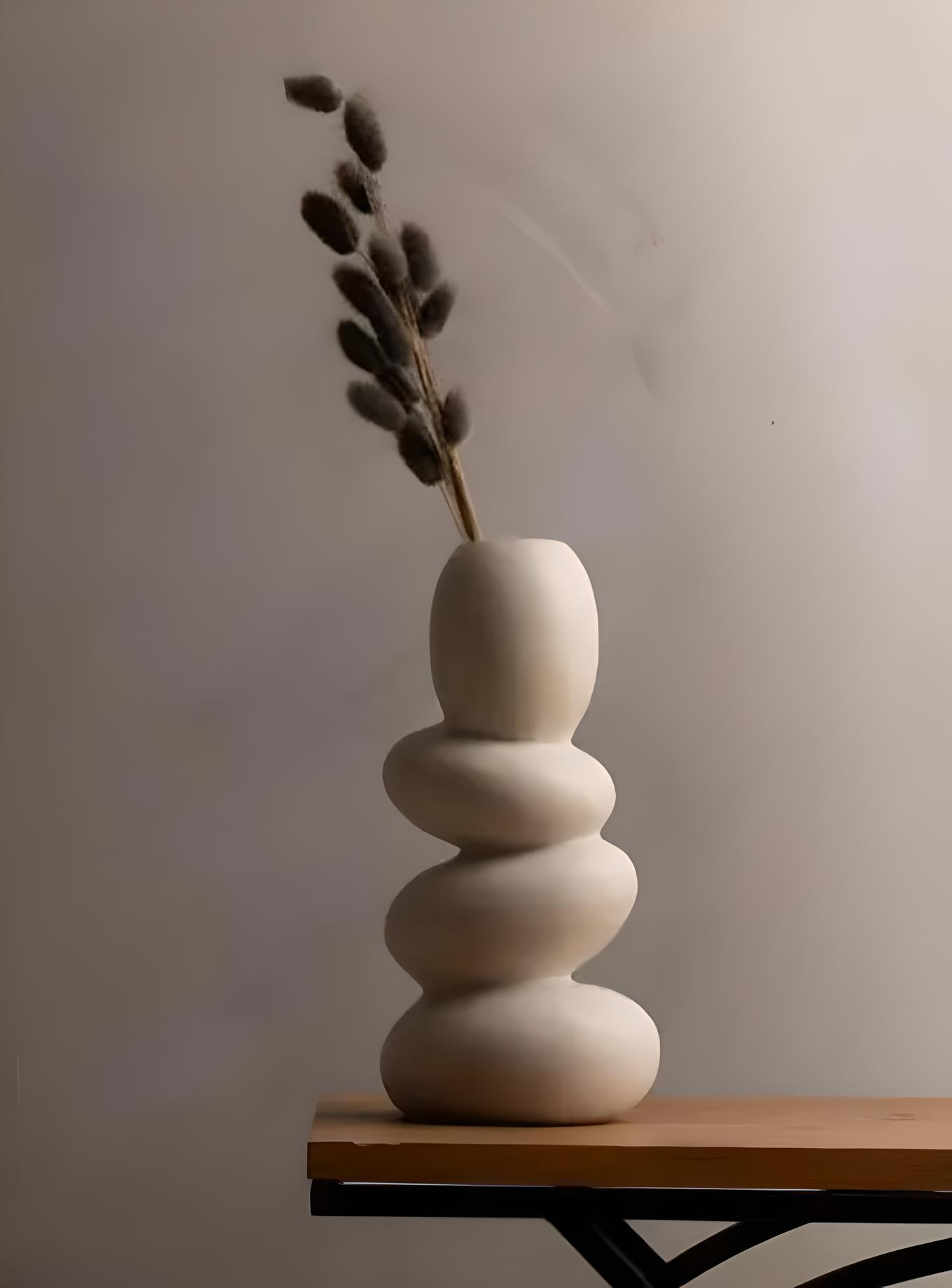 Ceramic Donut Vase – White Designer Flower Pot