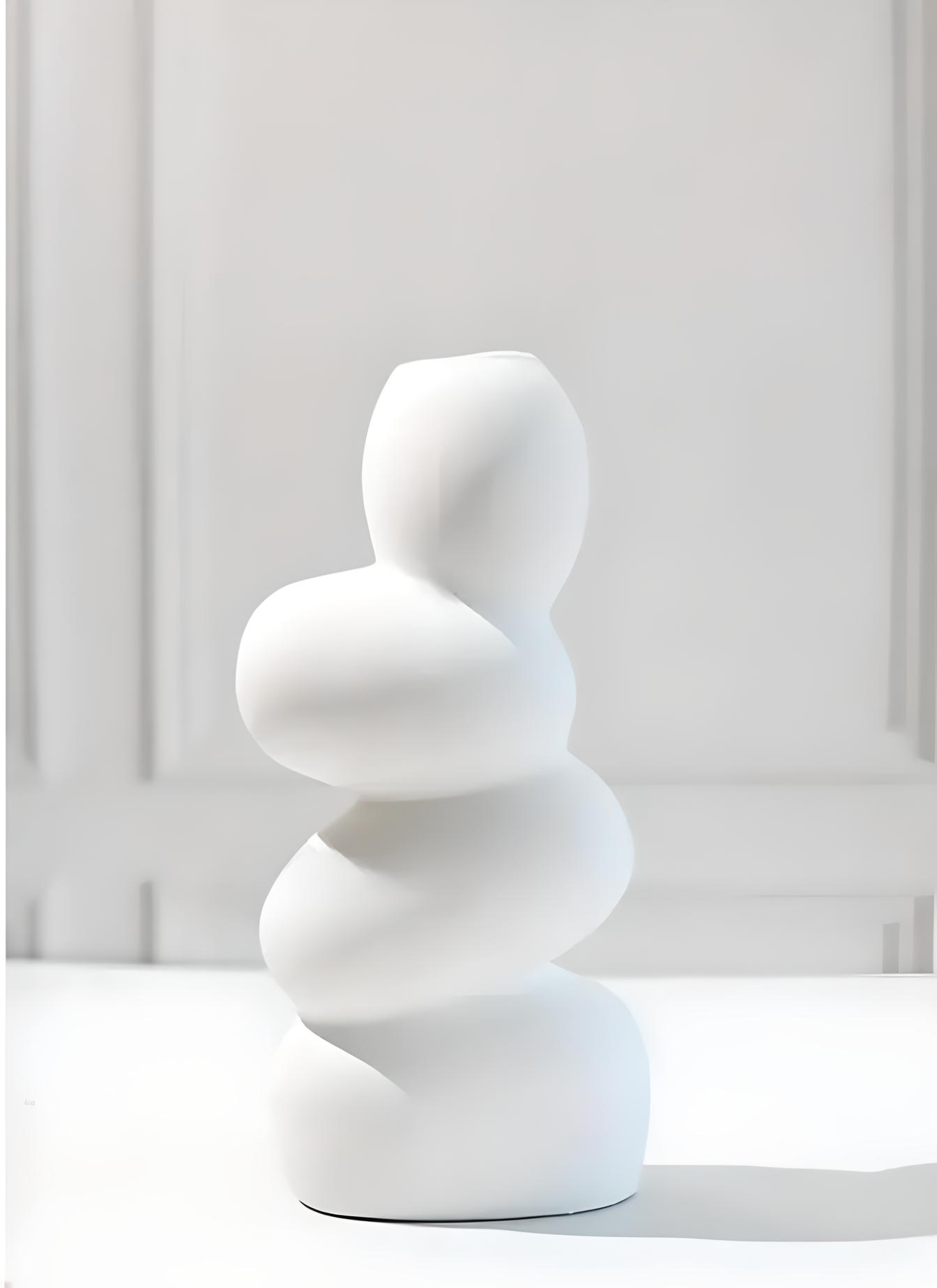 Ceramic Donut Vase – White Designer Flower Pot