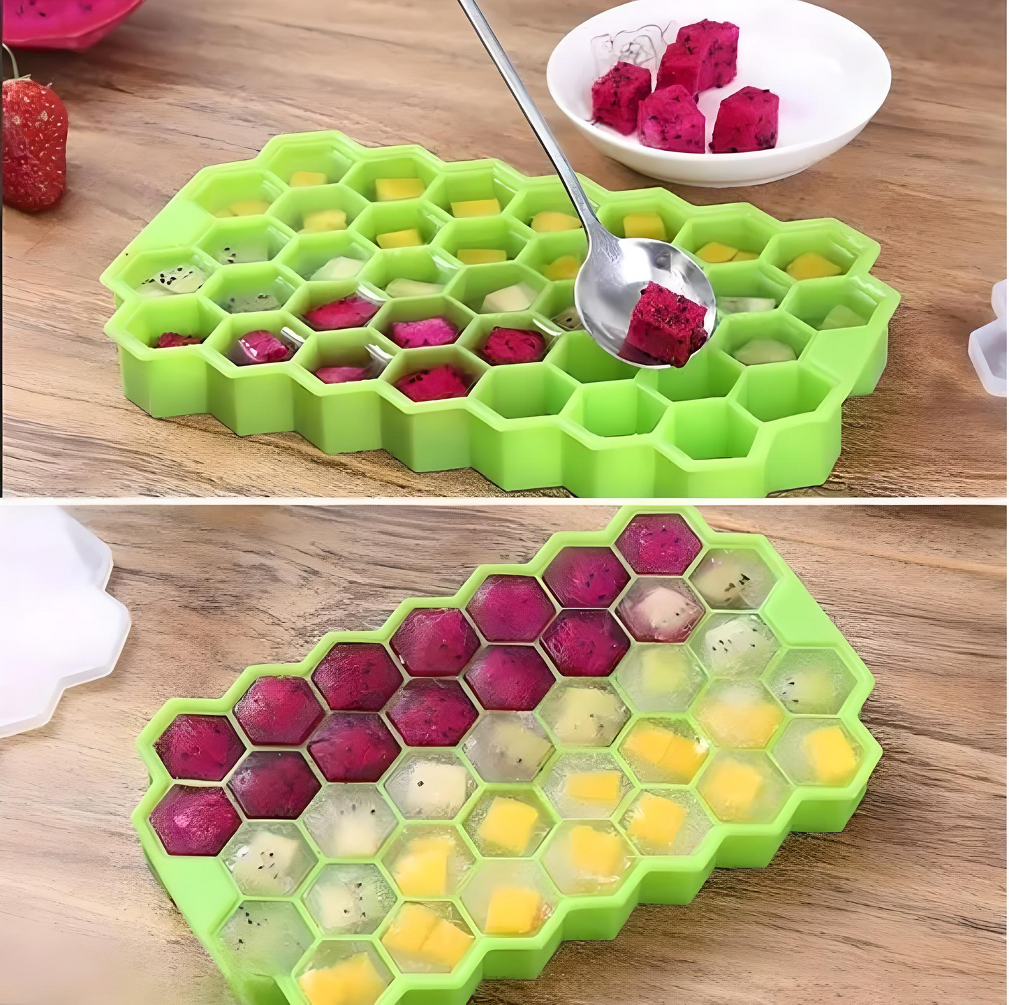 🧊 Honeycomb Shape Silicone Ice Cube Tray – Pack of 2