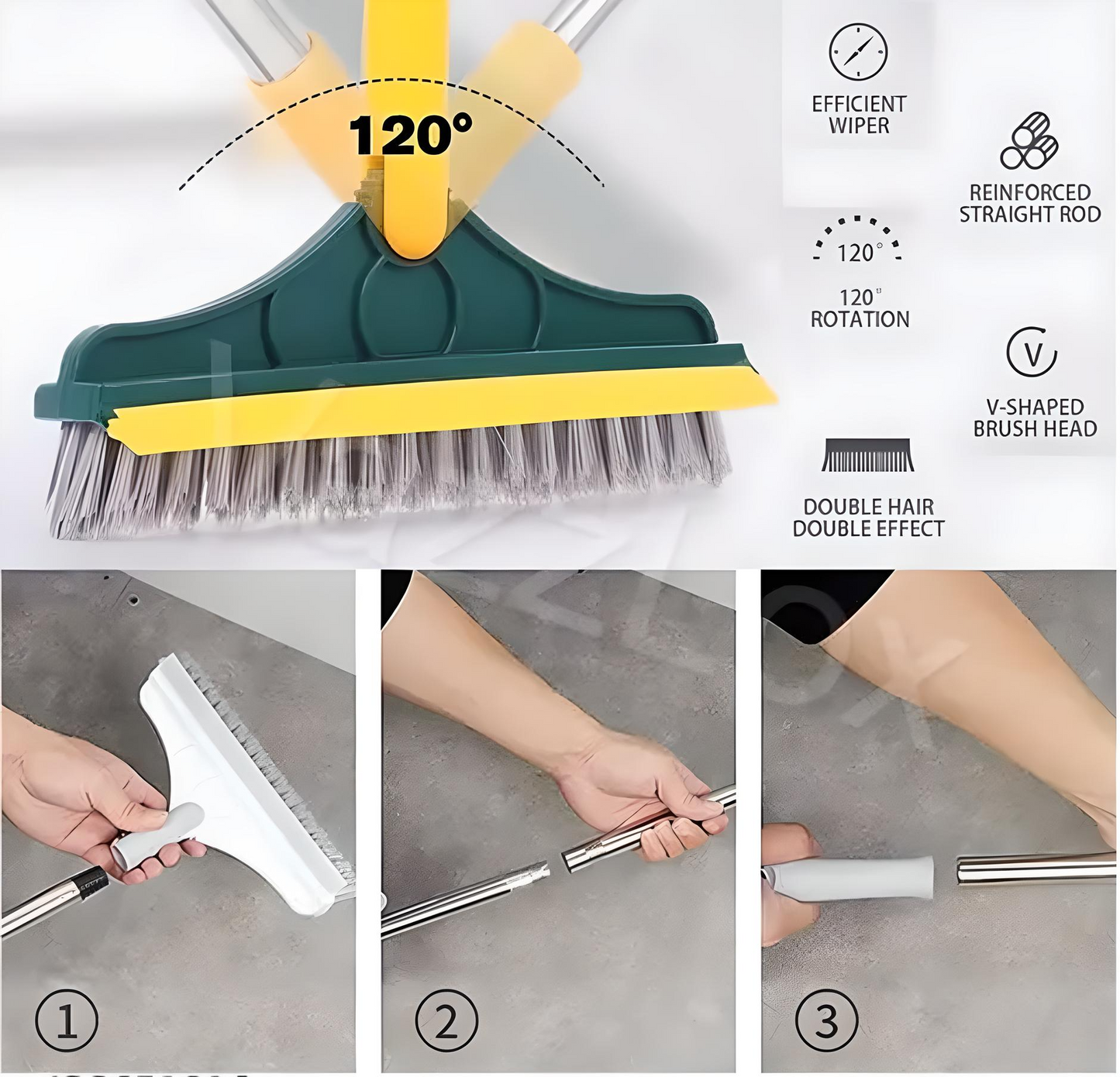 🧼 2-in-1 Bathroom Cleaning Brush with Wiper
