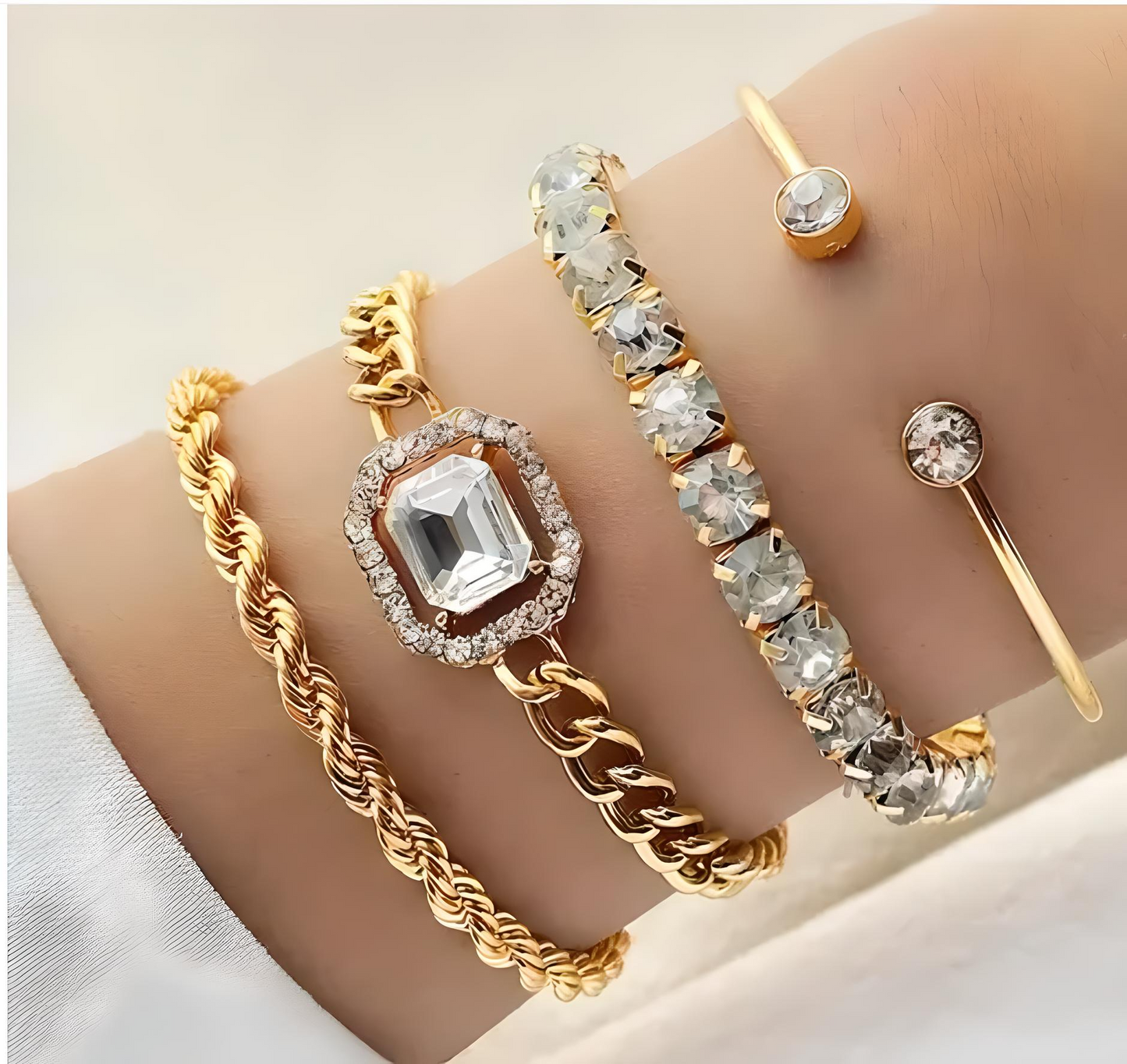 💛 Goldiwala Stackable Butterfly Bracelet Combo – Set of 4 (Gold-Plated)