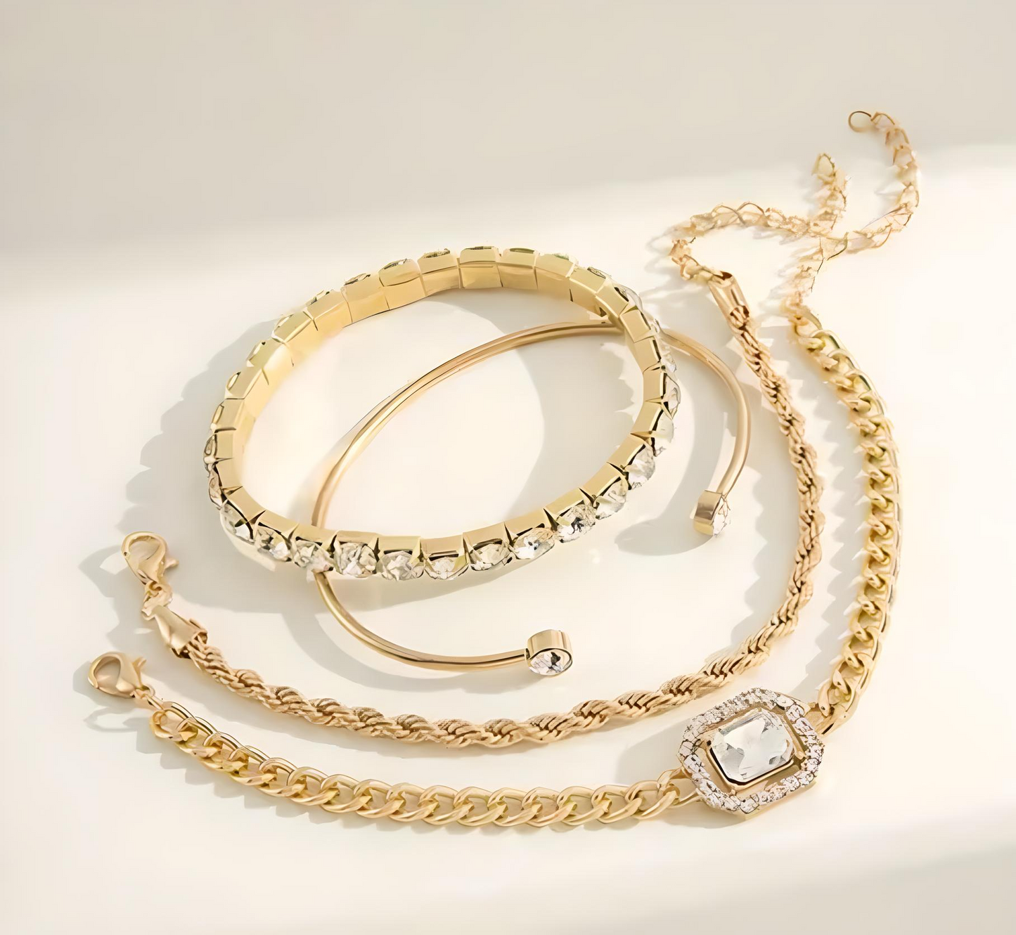 💛 Goldiwala Stackable Butterfly Bracelet Combo – Set of 4 (Gold-Plated)