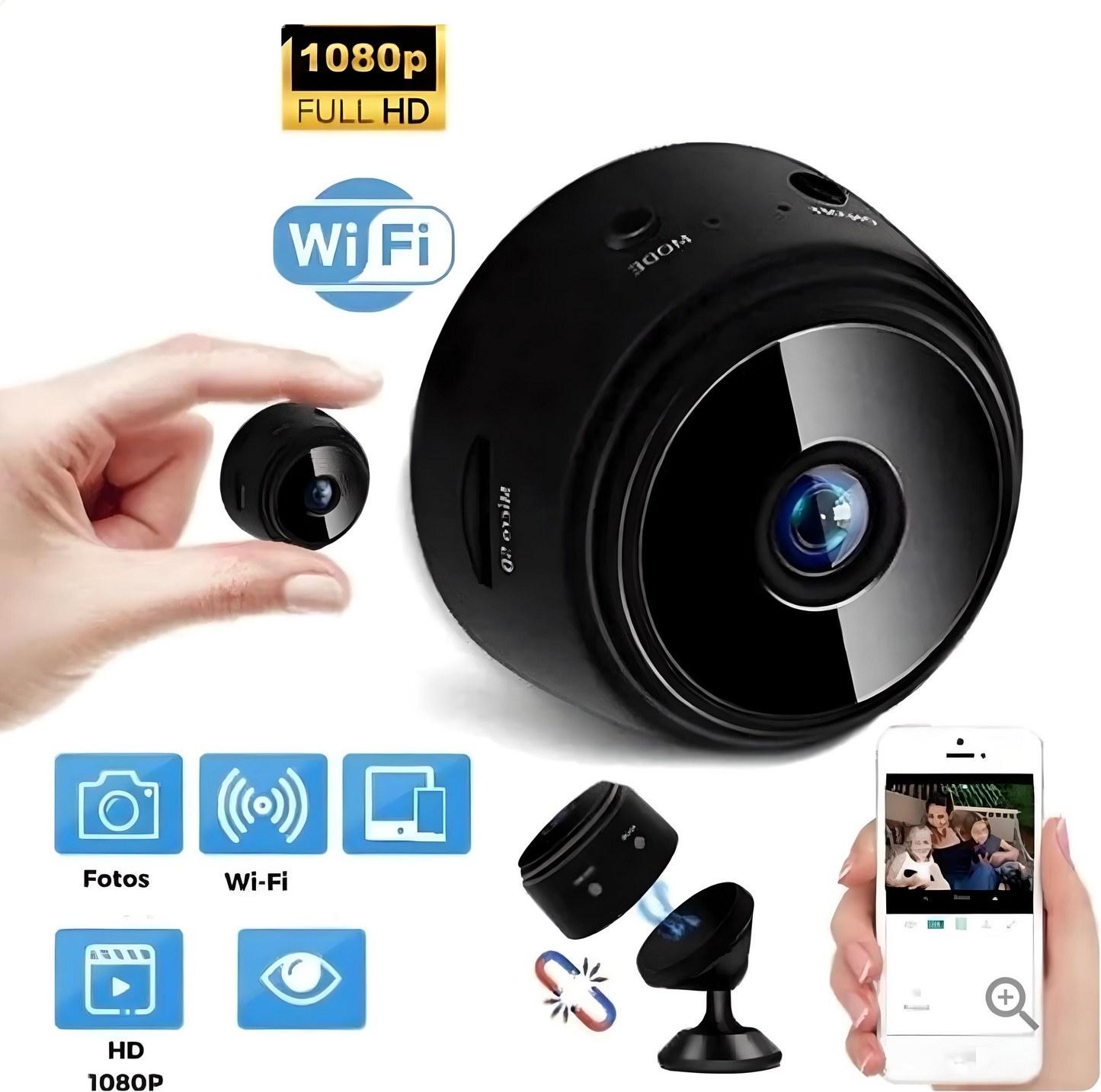 Portable Mini Wi‑Fi Security Camera (Black)
