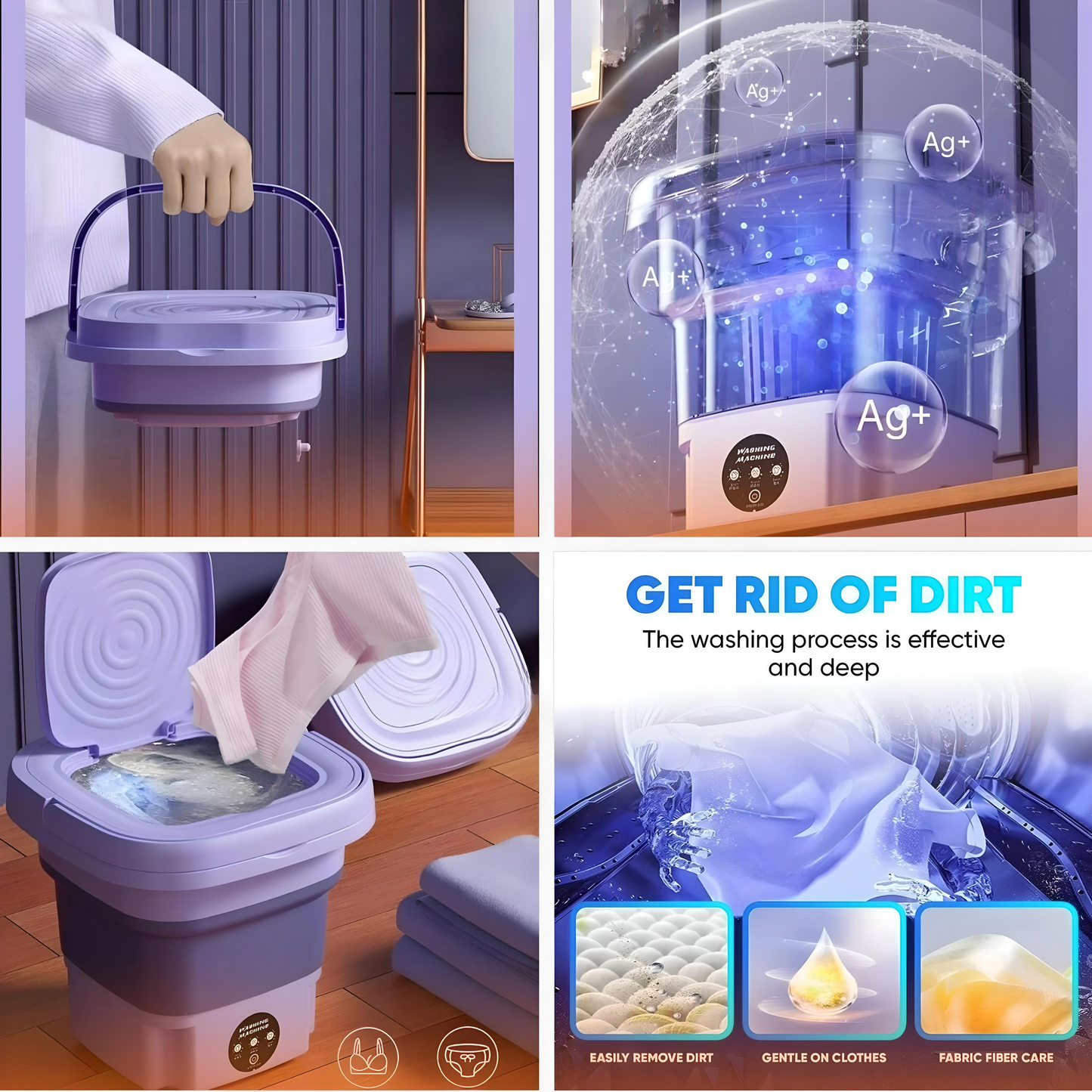 Semi-Automatic Folding 11L Mini Washing Machine with Dryer – Deep Cleaning for Underwear & Small Clothes