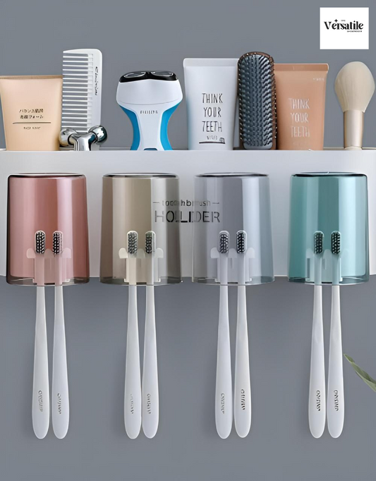 Toothbrush Holder for Bathroom – Wall Mounted with Dustproof Cover & Storage Shelf 🪥✨