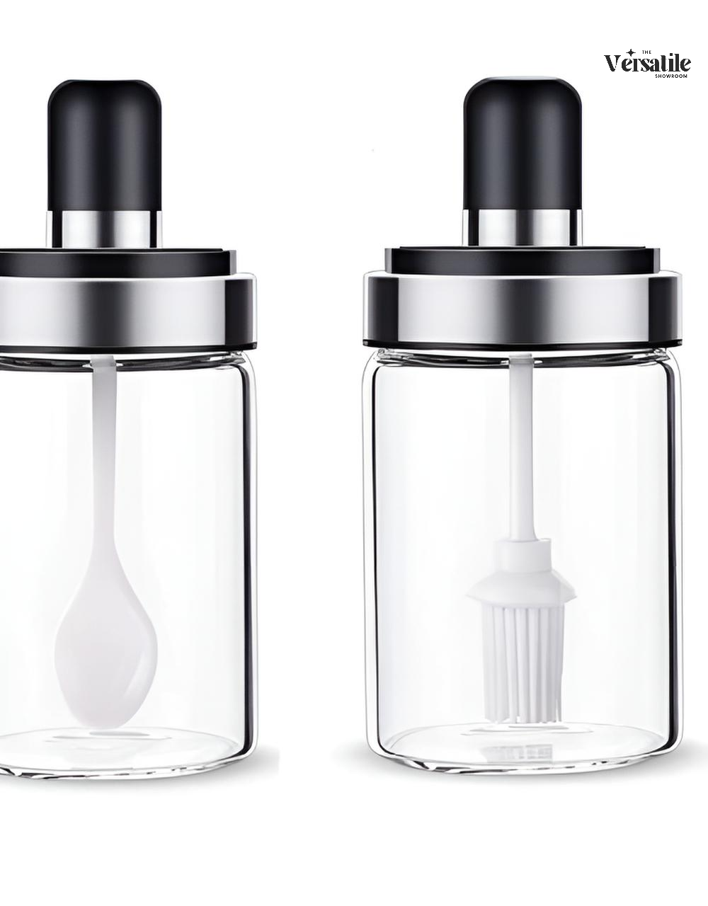 🫙 Oil & Sauce Dispenser with Spoon and Brush (Pack of 2)