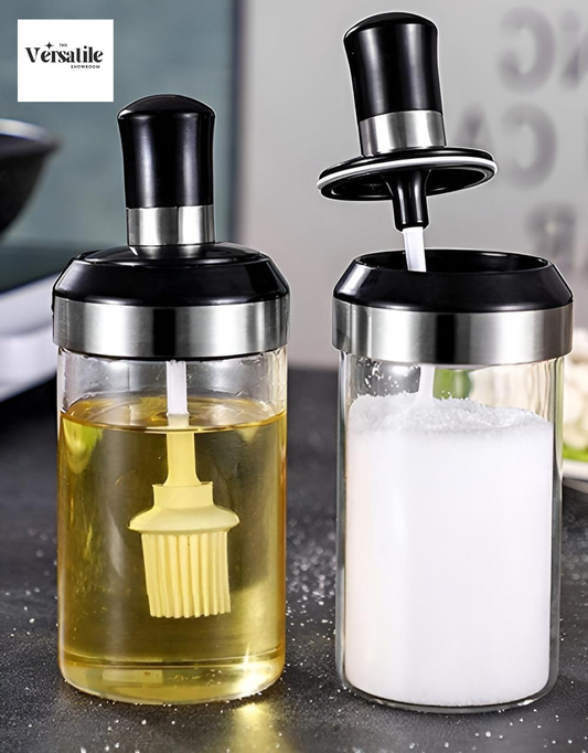 🫙 Oil & Sauce Dispenser with Spoon and Brush (Pack of 2)