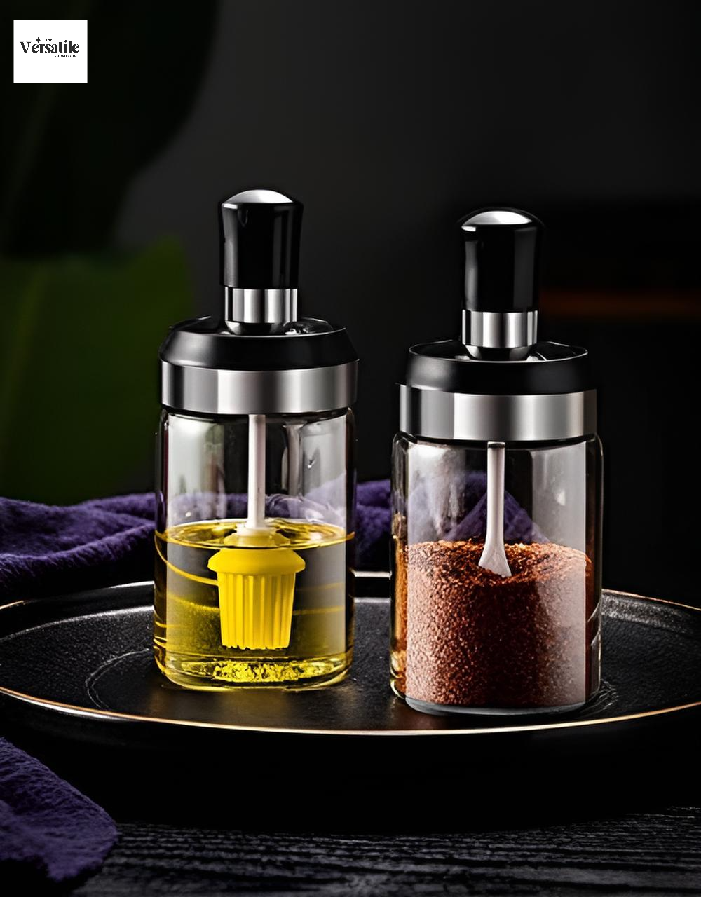 🫙 Oil & Sauce Dispenser with Spoon and Brush (Pack of 2)