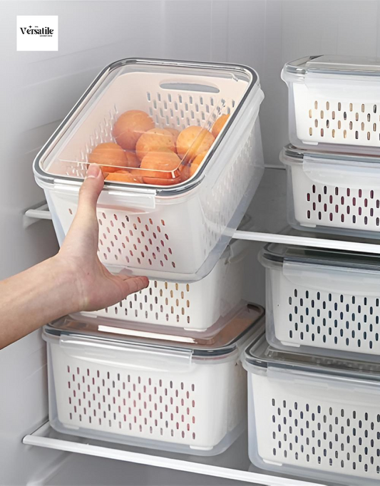Storage Box Refrigerator Storage Box Vegetable And Fruit Box Drain Basket ( Pack Of 3 )