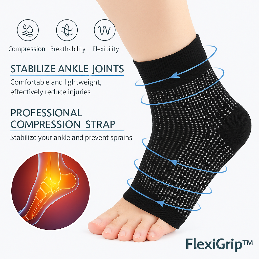 🧦 FlexiGrip™ Arch Support Socks – 2 Pair Pack | Cushioned Relief for Heels & Arches