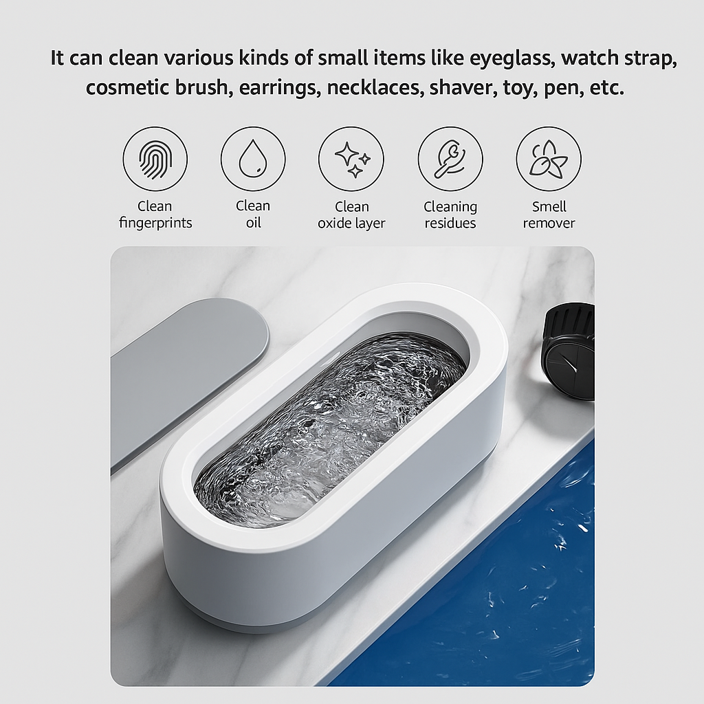 ✨ Mini Ultrasonic Jewelry & Eyewear Cleaner – Portable High-Frequency Cleaning Machine for Sparkling Shine! ✨