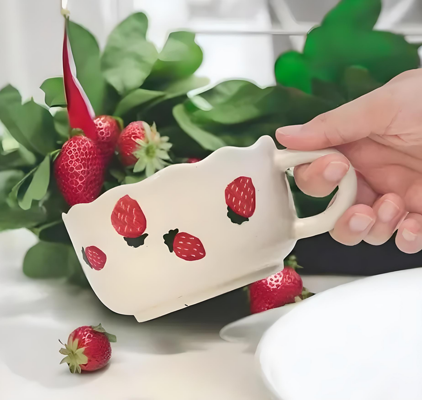 🍓 Cute Strawberry Ceramic Cup
