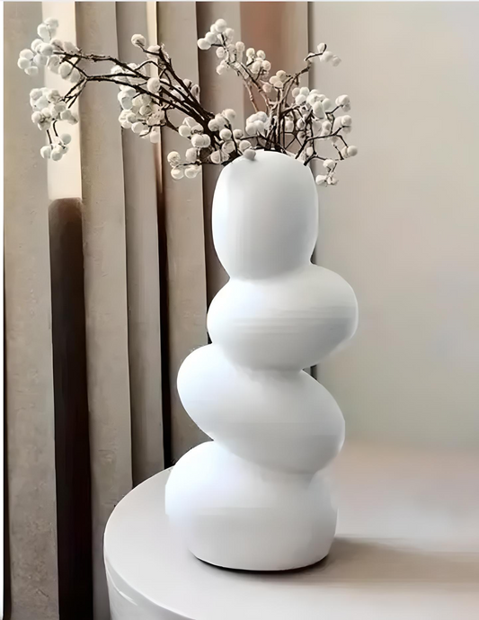 Ceramic Donut Vase – White Designer Flower Pot