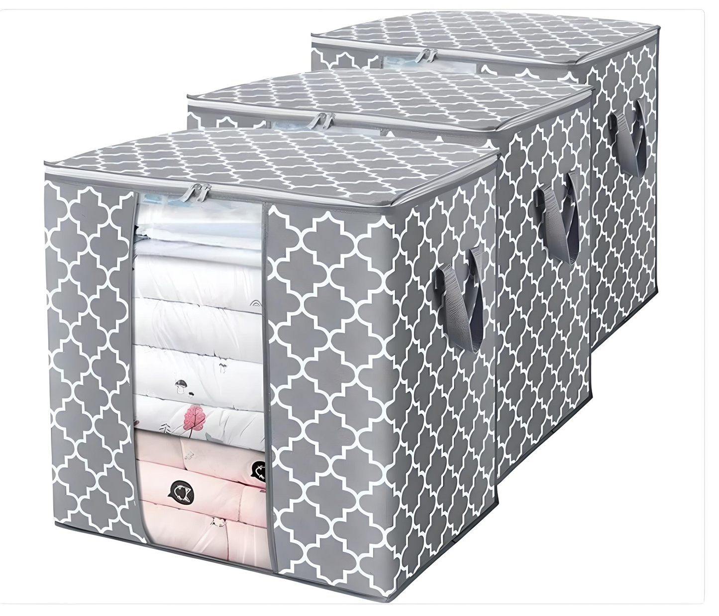 🧺 Premium Grey Storage Bags – Foldable, Spacious & Strong 💪