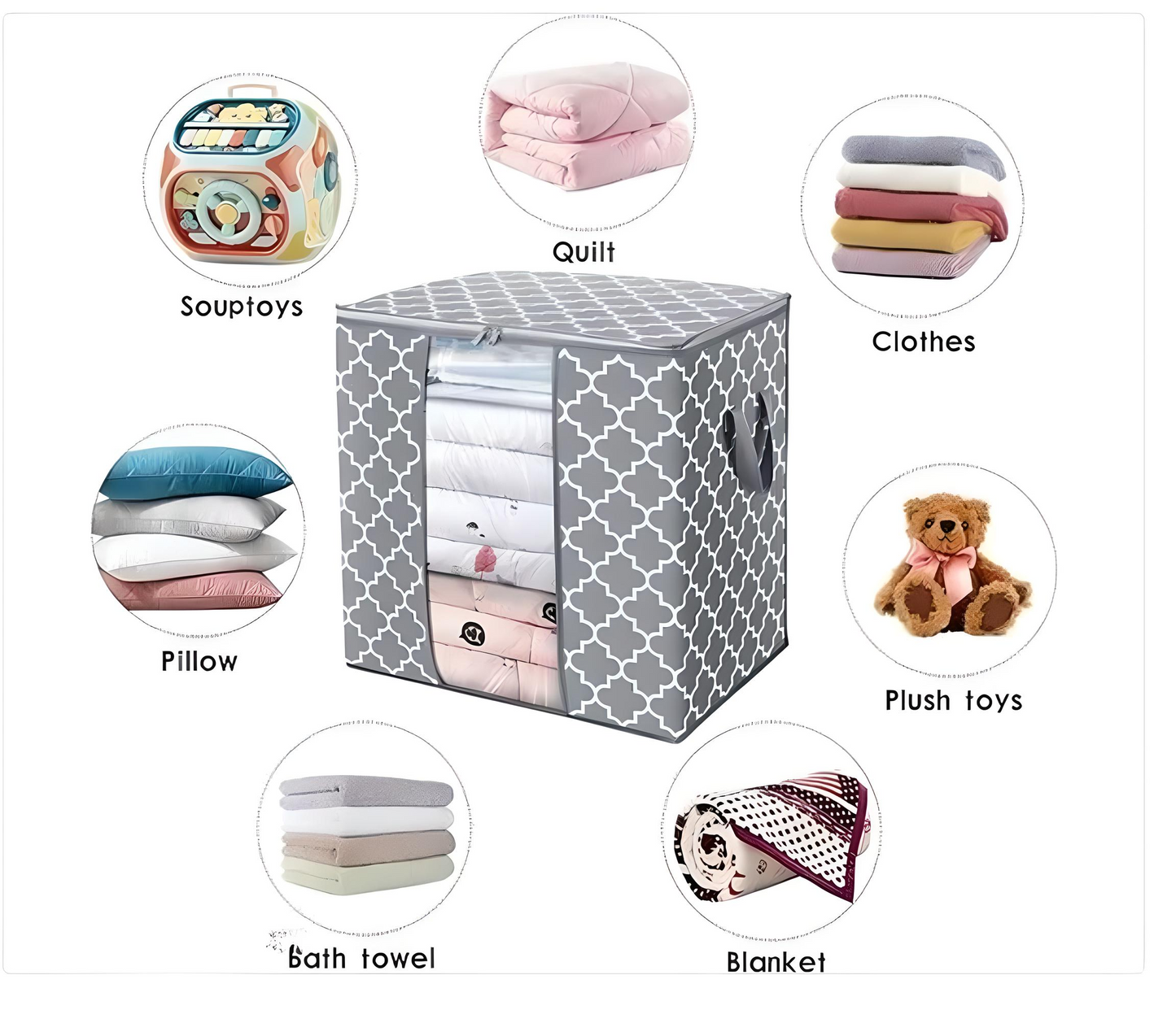 🧺 Premium Grey Storage Bags – Foldable, Spacious & Strong 💪