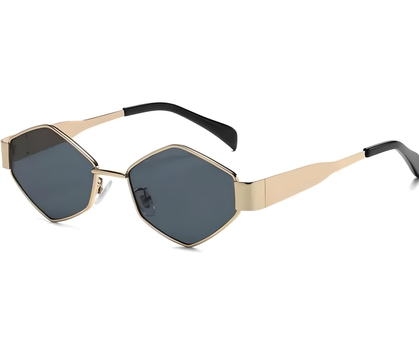 🔥 Hexagon Gold Black Sunglasses for Women – Trendy Retro Cat-Eye Shades 😎 UV Protected