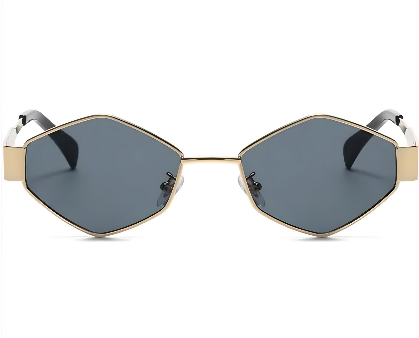 🔥 Hexagon Gold Black Sunglasses for Women – Trendy Retro Cat-Eye Shades 😎 UV Protected