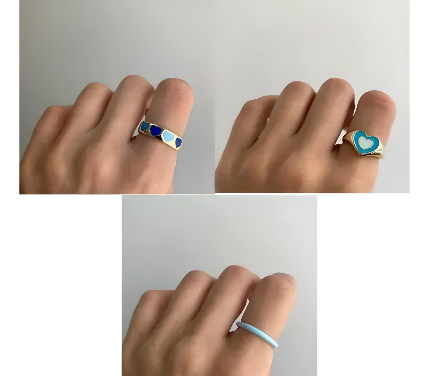 Love Double Heart Slim Ring Set – Pack of 6 Rings