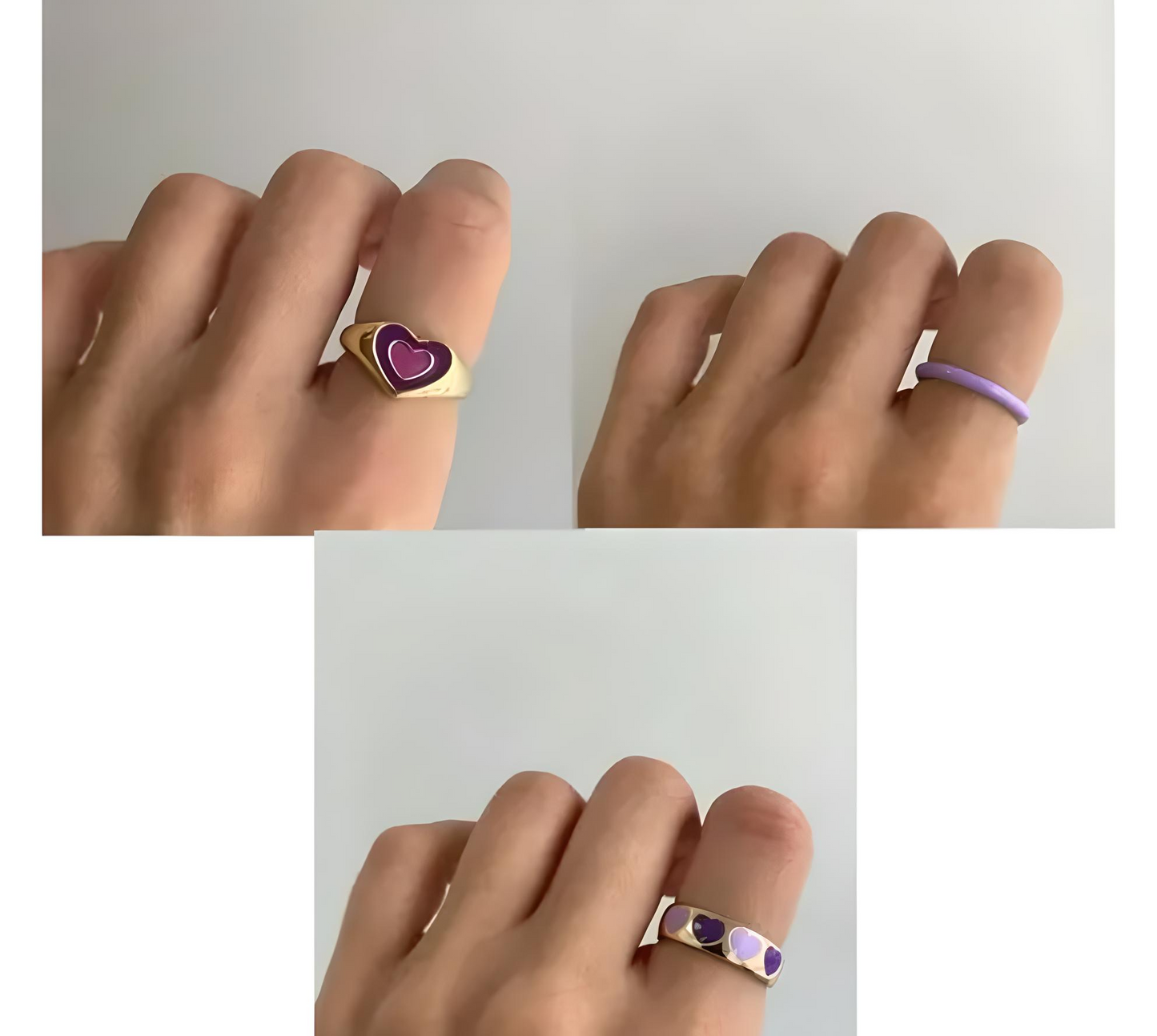Love Double Heart Slim Ring Set – Pack of 6 Rings