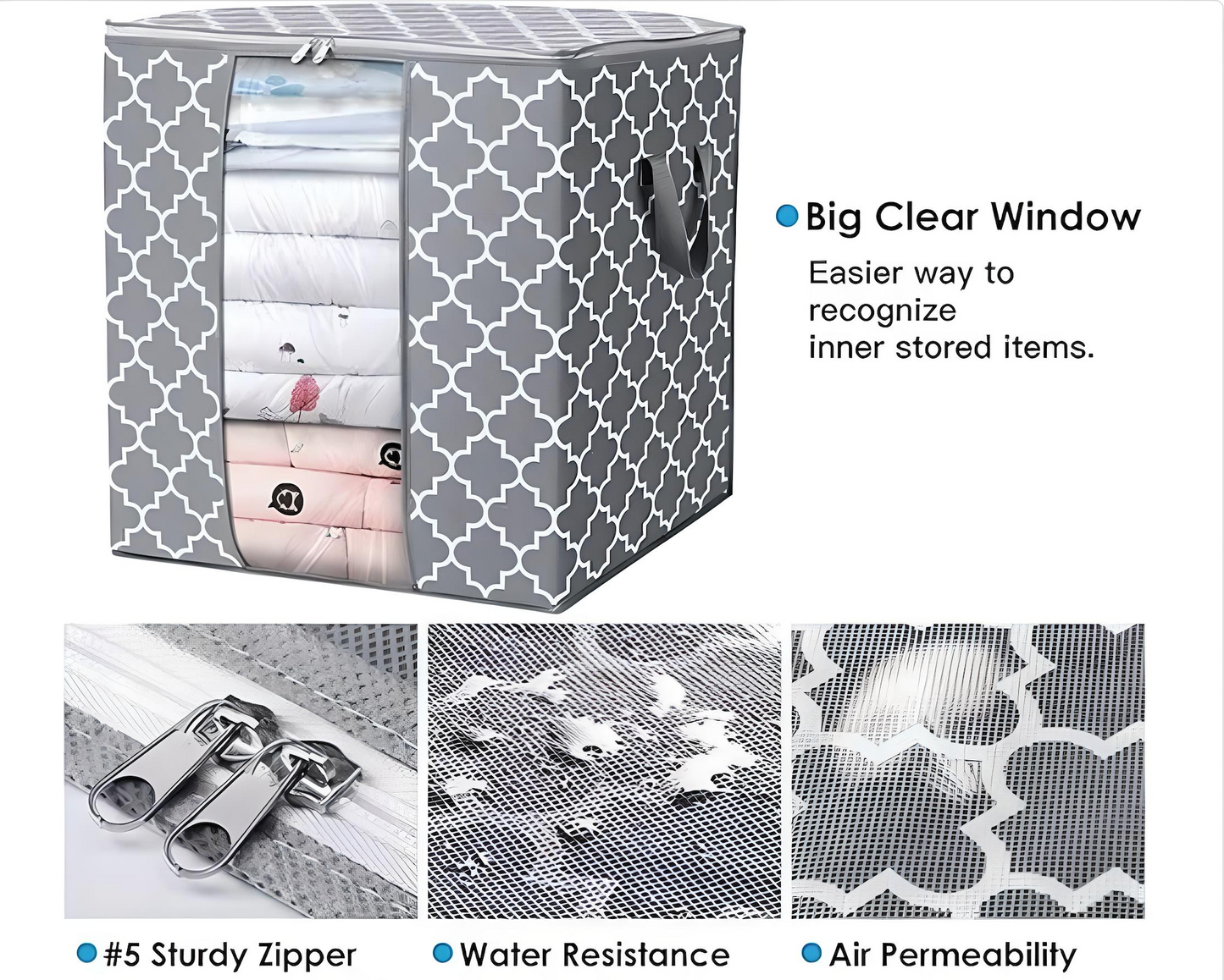🧺 Premium Grey Storage Bags – Foldable, Spacious & Strong 💪