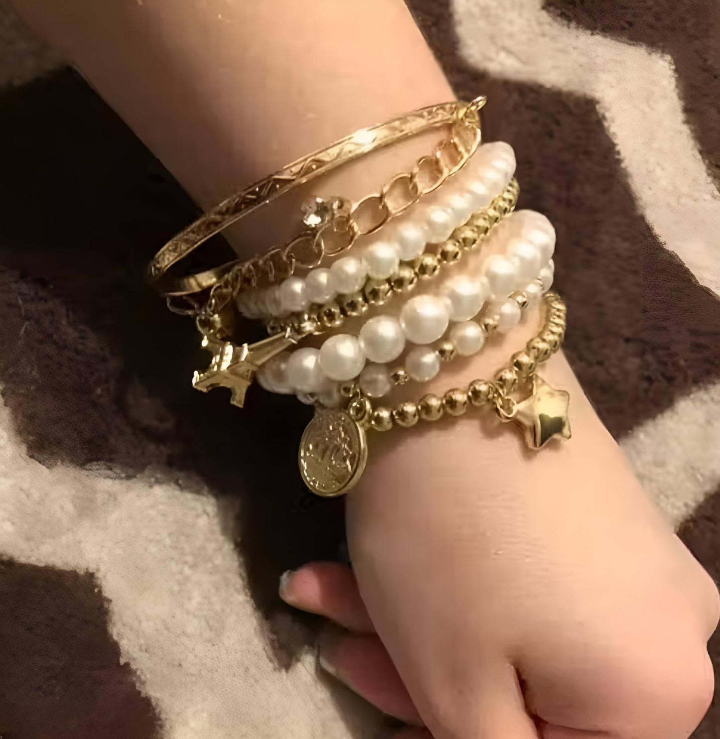 Jewels Galaxy Set of 7 Gold Plated Boho Bracelets (One Size)