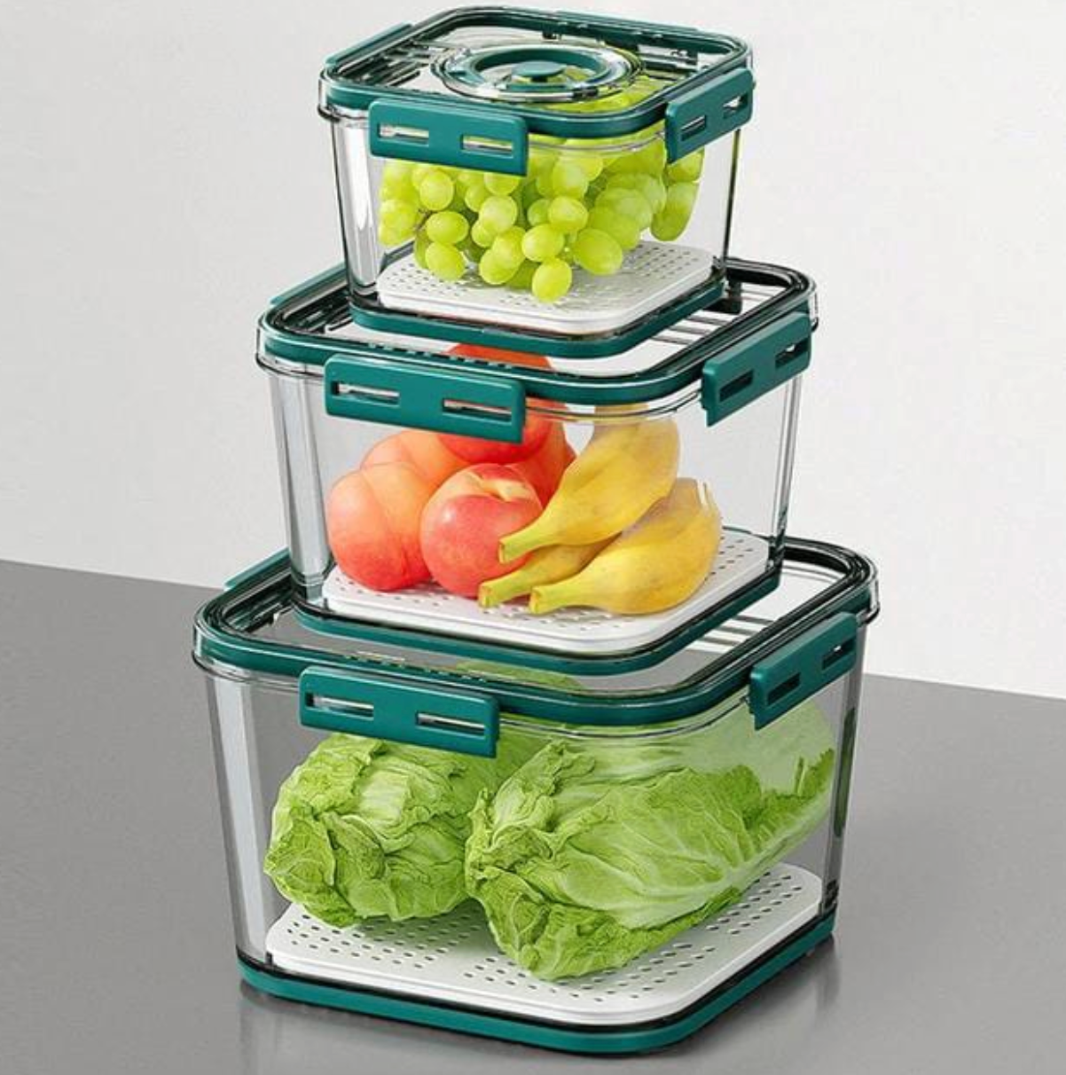 Storage Box Refrigerator Storage Box Vegetable And Fruit Box Drain Basket ( Pack Of 3 )