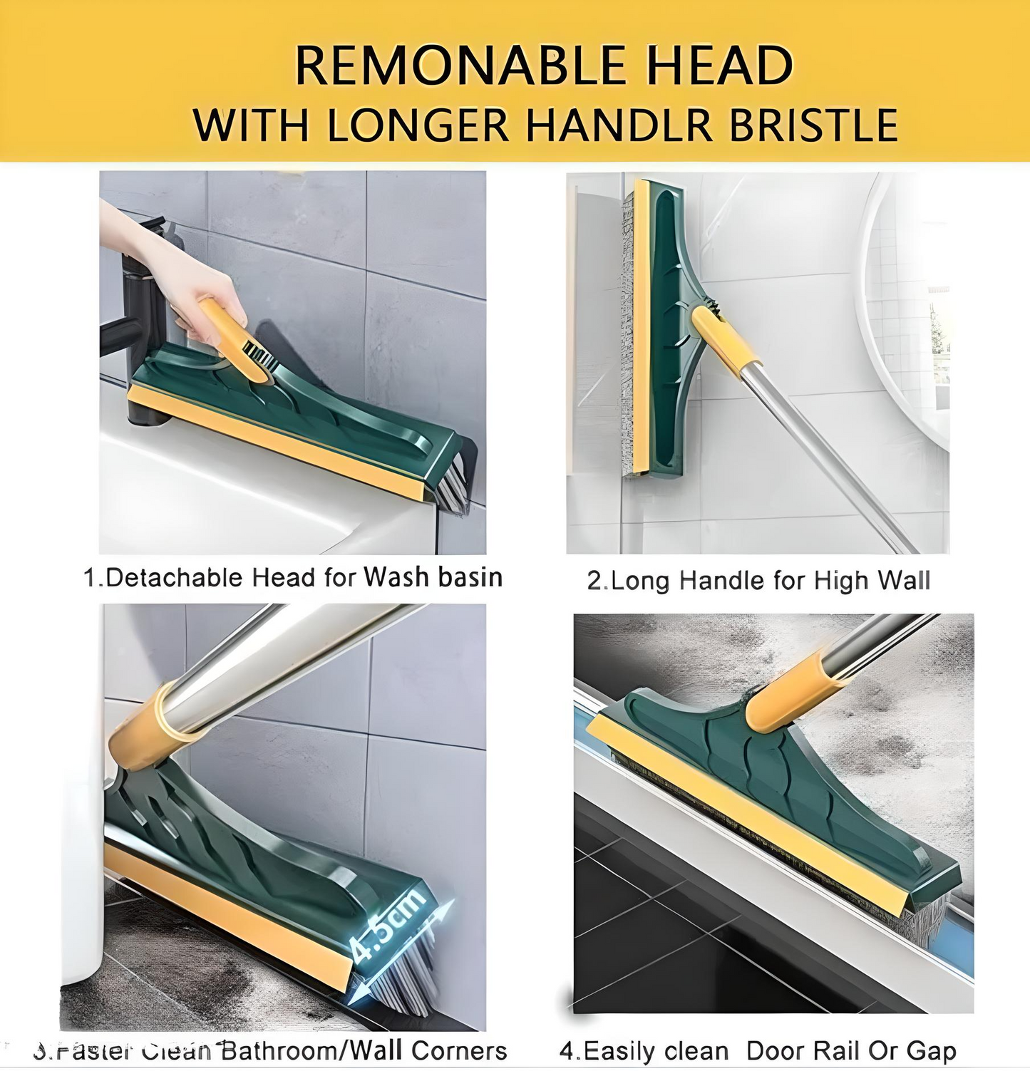 🧼 2-in-1 Bathroom Cleaning Brush with Wiper