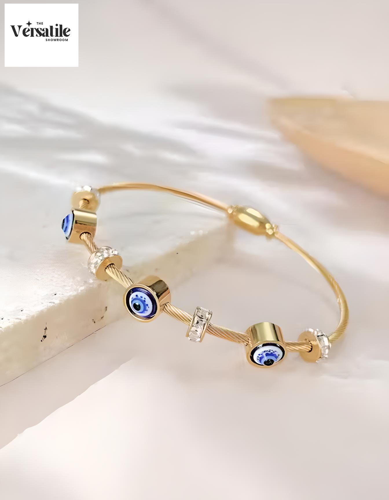 ✨ Jewels Galaxy Gold-Plated Evil Eye Cuff Bracelet