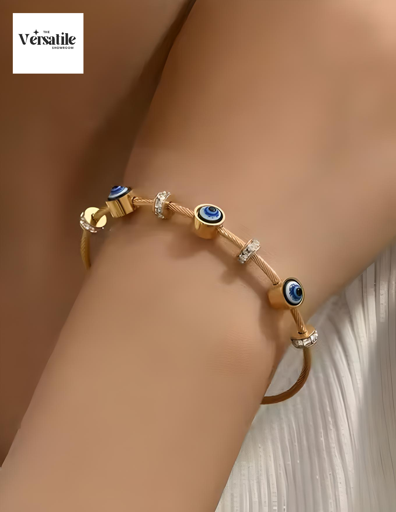 ✨ Jewels Galaxy Gold-Plated Evil Eye Cuff Bracelet