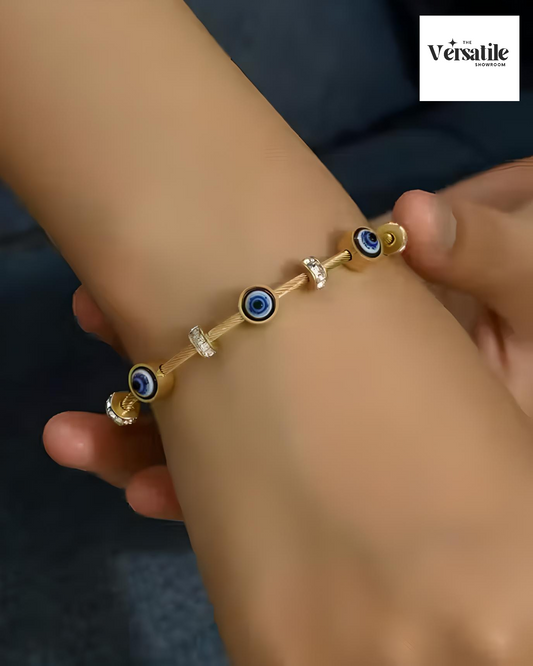 ✨ Jewels Galaxy Gold-Plated Evil Eye Cuff Bracelet