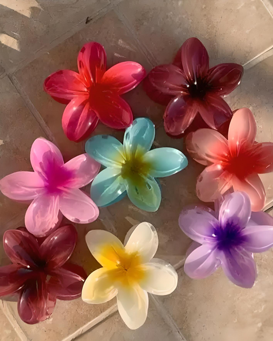 Tropical Bloom – 4-Piece Hawaii Beach Floral Claw Clips for Thick Hair 🌺🏝️