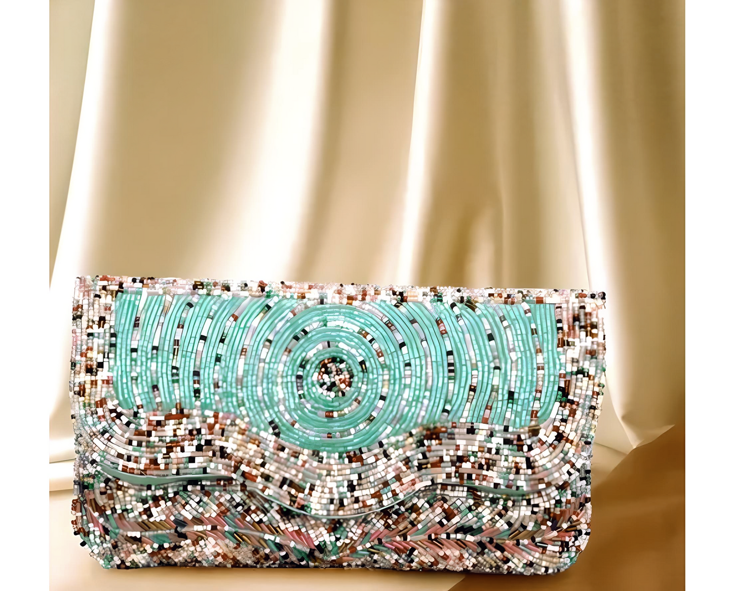 ✨ Pearl Empress Beaded Clutch – Multicolour Handcrafted Elegance for Women ✨