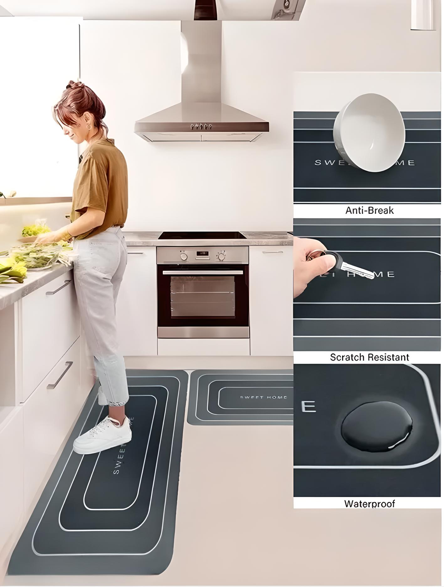 ✨ SoftStep Duo – 2 Pc Kitchen Mat Set | Waterproof • Non-Slip • Anti-Fatigue 🇮🇳