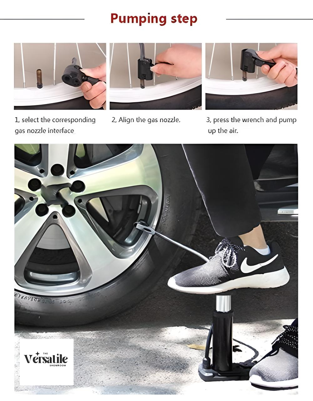 Portable High Pressure Foot Air Pump Compressor for Car and Bike