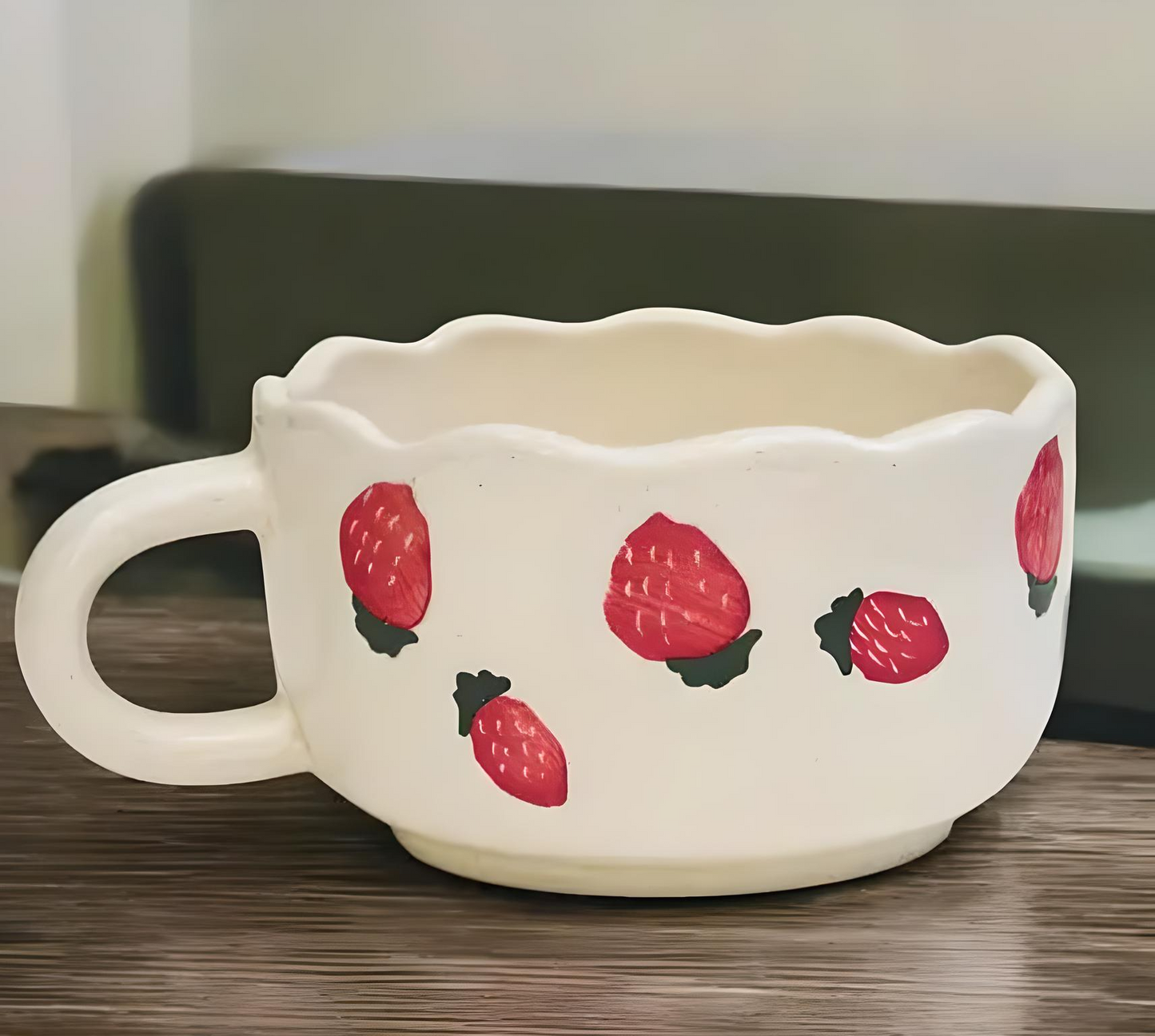 🍓 Cute Strawberry Ceramic Cup