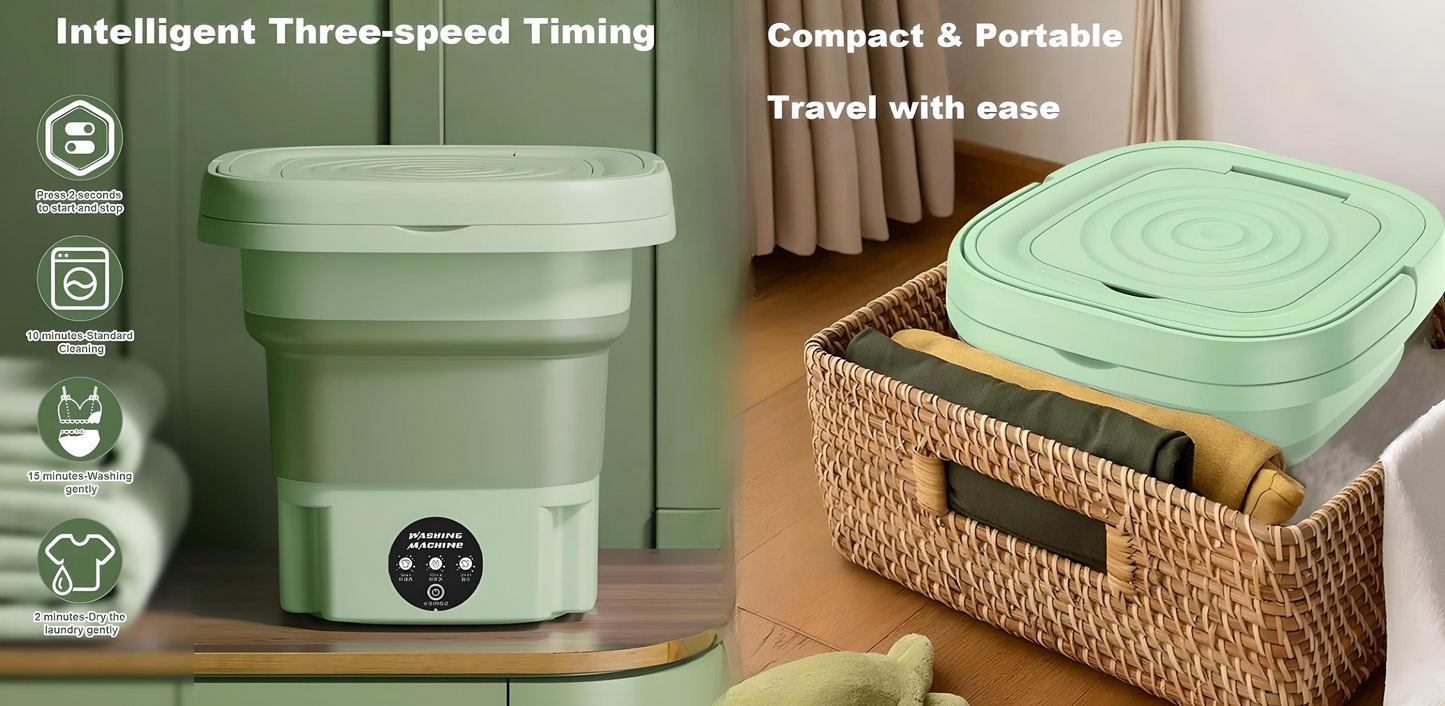 Semi-Automatic Folding 11L Mini Washing Machine with Dryer – Deep Cleaning for Underwear & Small Clothes