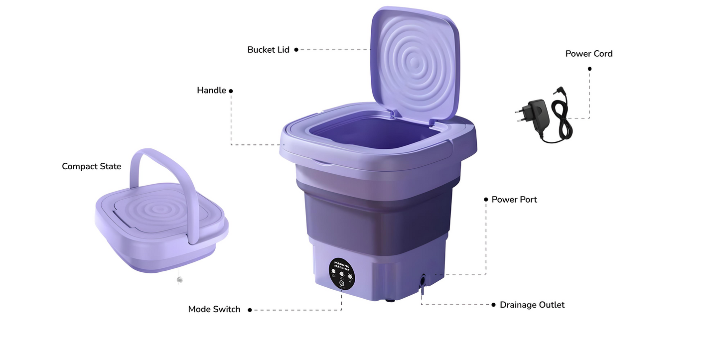 Semi-Automatic Folding 11L Mini Washing Machine with Dryer – Deep Cleaning for Underwear & Small Clothes